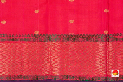Red Kanchipuram Silk Saree Handwoven Pure Silk No Zari For Festive Wear PV RM NZ 447 - Silk Sari - Panjavarnam