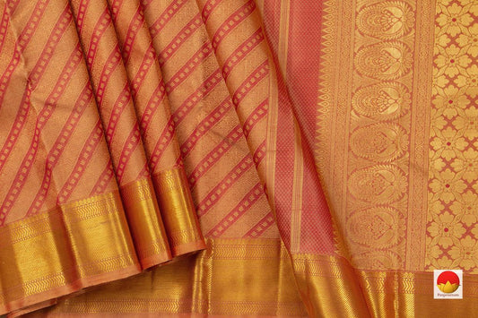 Red Kanchipuram Silk Saree Handwoven Pure Silk Pure Zari For Wedding Wear PV NYC 730 - Silk Sari - Panjavarnam PV NYC 730