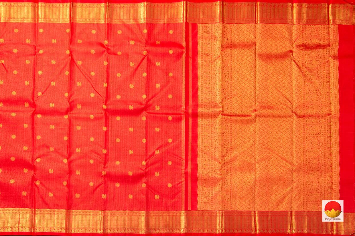Red Kanchipuram Silk Saree Handwoven Pure Silk Pure Zari For Wedding Wear PV NYC 895 - Silk Sari - Panjavarnam
