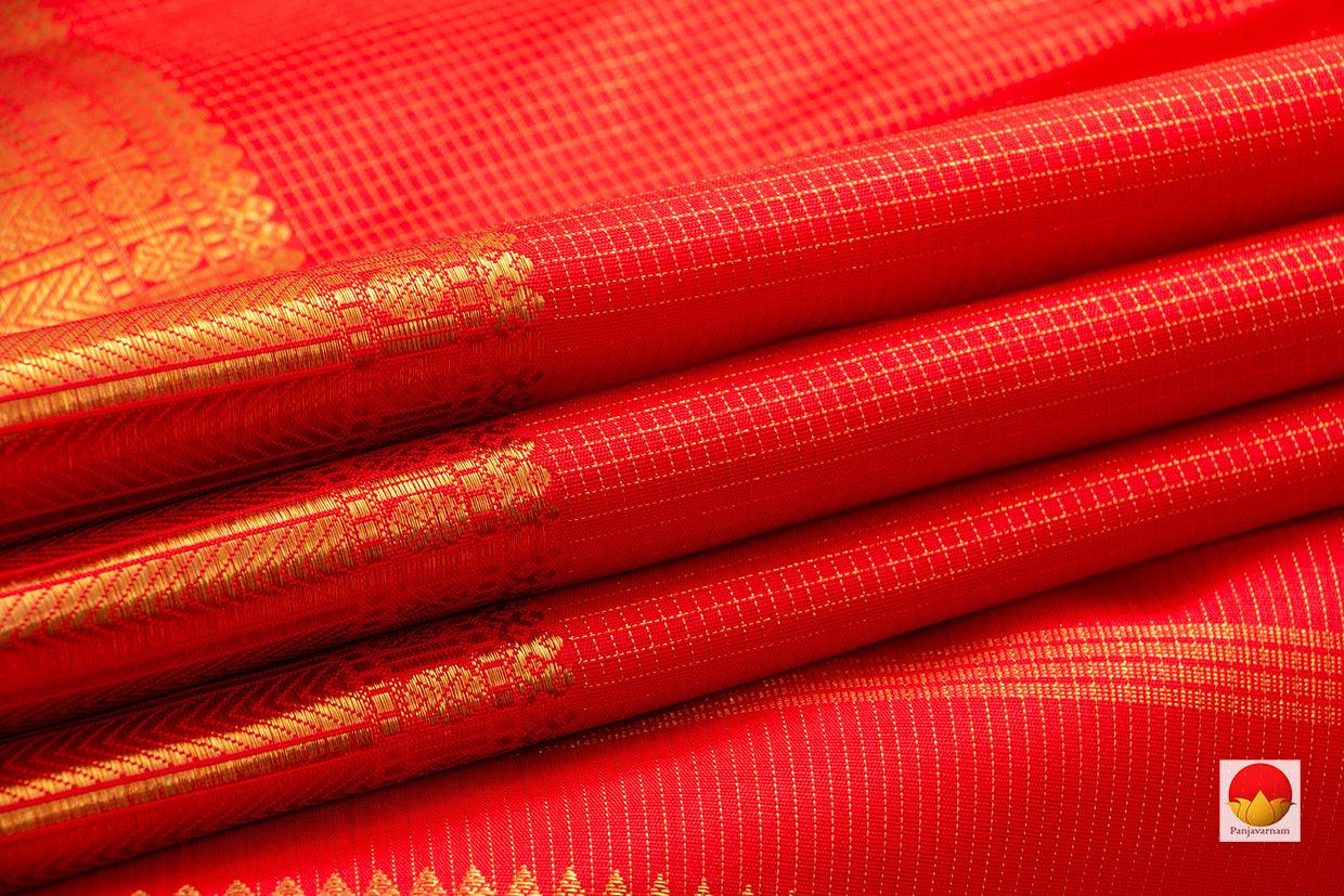 Red Kanchipuram Silk Saree Handwoven Pure Silk Pure Zari For Wedding Wear PV NYC 895 - Silk Sari - Panjavarnam