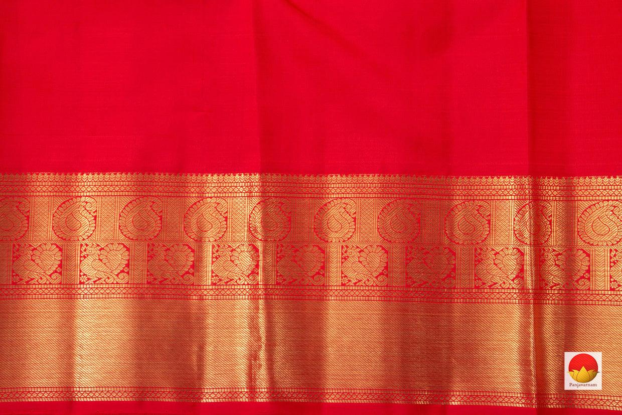Red Kanchipuram Silk Saree With Floral Motifs Handwoven Pure Silk Pure Zari For Wedding Wear PV NYC 947 - Silk Sari - Panjavarnam