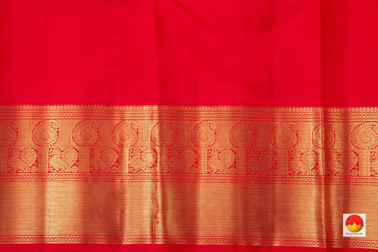 Red Kanchipuram Silk Saree With Floral Motifs Handwoven Pure Silk Pure Zari For Wedding Wear PV NYC 947 - Silk Sari - Panjavarnam PV NYC 947