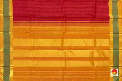 Red Kanchipuram Silk Saree With Medium Border Handwoven Pure Silk For Wedding Wear PV NYC 1034 - Silk Sari - Panjavarnam