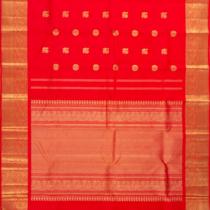 Red Kanchipuram Silk Saree With Medium Border Handwoven Pure Silk For Wedding Wear PV NYC 1187 - Silk Sari - Panjavarnam PV NYC 1187