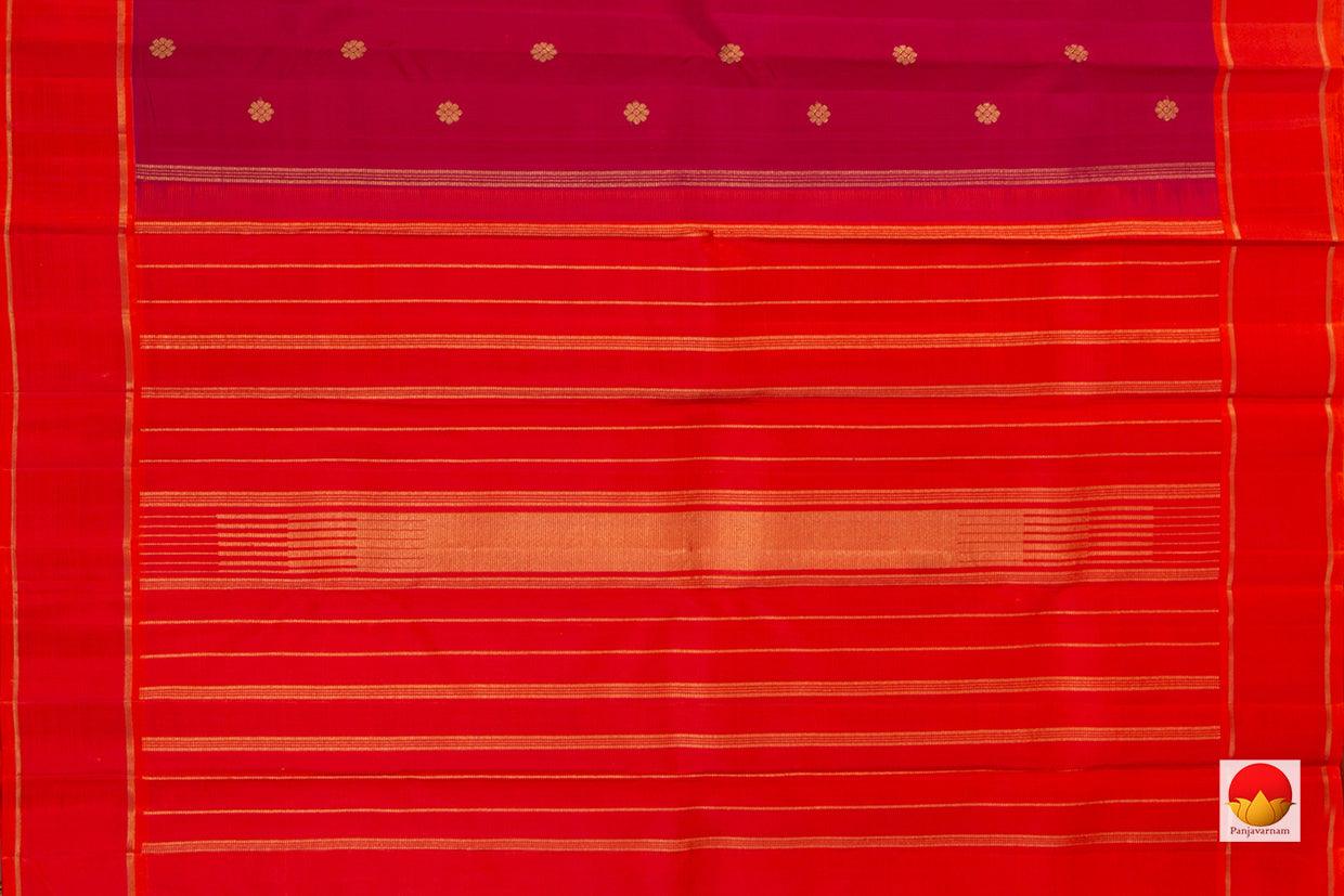 Red Kanchipuram Silk Saree With Orange Korvai Rettai Pettu Border Handwoven Pure Silk Pure Zari For Festive Wear PV GTA 51 - Silk Sari - Panjavarnam
