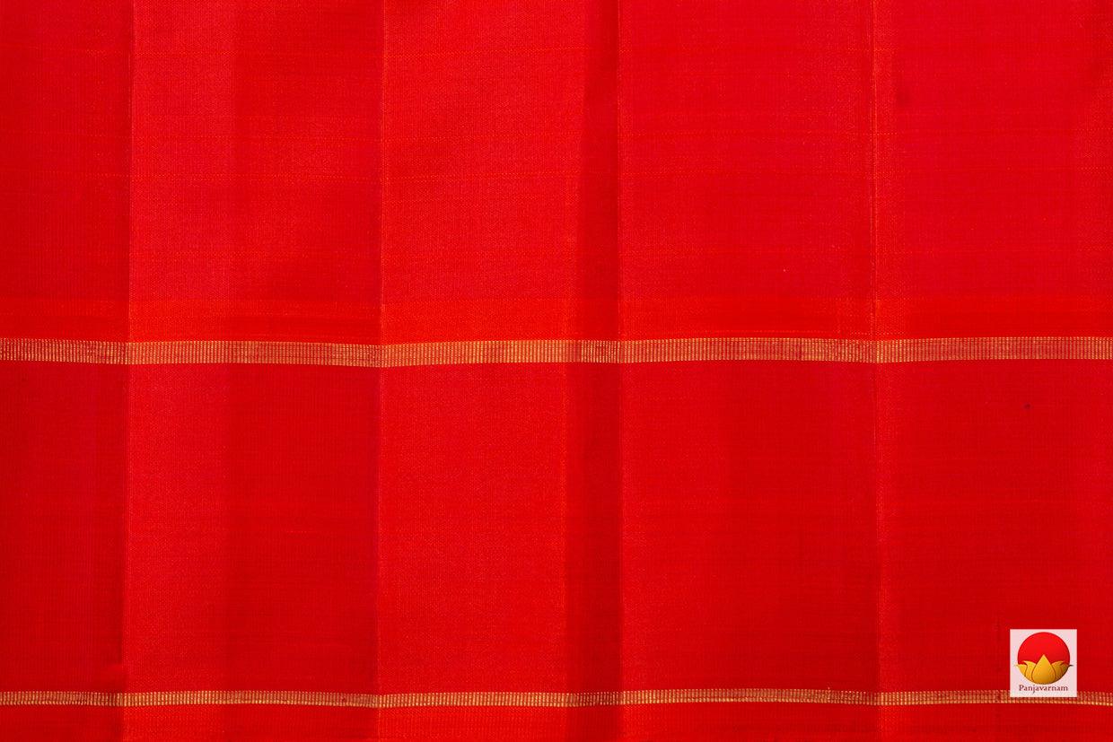 Red Kanchipuram Silk Saree With Orange Korvai Rettai Pettu Border Handwoven Pure Silk Pure Zari For Festive Wear PV GTA 51 - Silk Sari - Panjavarnam