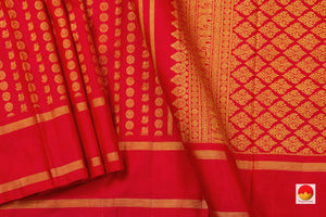 Red Kanchipuram Silk Saree With Rettai Pettu Border Handwoven Pure Silk Pure Zari For Wedding Wear PV NYC 653 - Silk Sari - Panjavarnam PV NYC 653