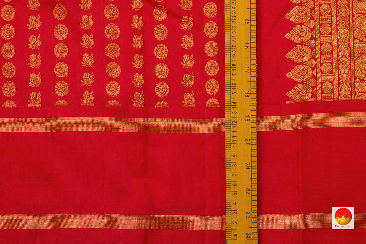 Red Kanchipuram Silk Saree With Rettai Pettu Border Handwoven Pure Silk Pure Zari For Wedding Wear PV NYC 653 - Silk Sari - Panjavarnam PV NYC 653