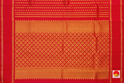 Red Kanchipuram Silk Saree With Rettai Pettu Border Handwoven Pure Silk Pure Zari For Wedding Wear PV NYC 653 - Silk Sari - Panjavarnam PV NYC 653