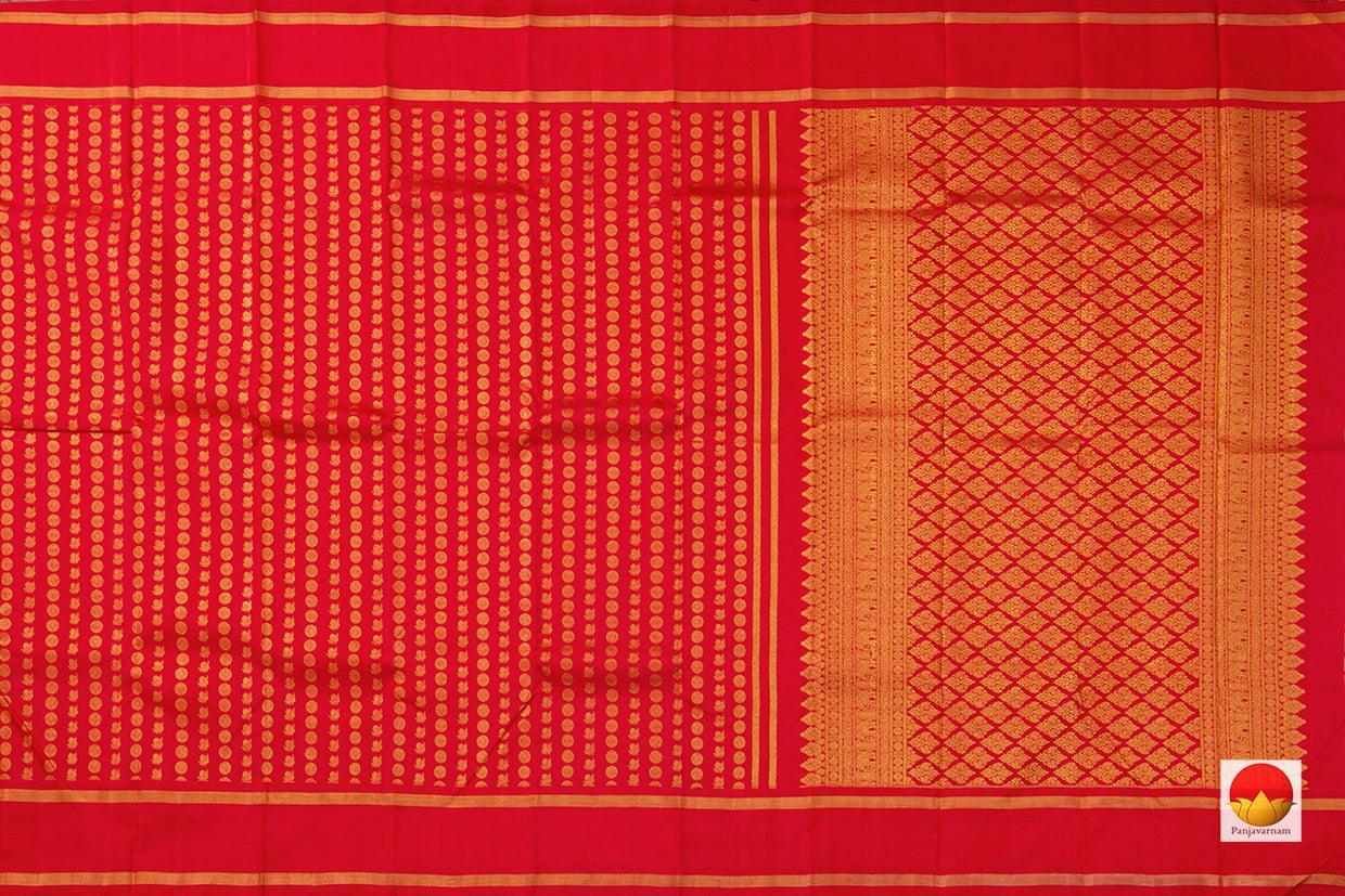 Red Kanchipuram Silk Saree With Rettai Pettu Border Handwoven Pure Silk Pure Zari For Wedding Wear PV NYC 653 - Silk Sari - Panjavarnam PV NYC 653