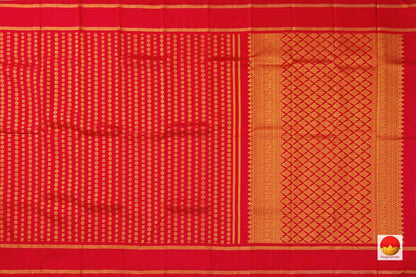 Red Kanchipuram Silk Saree With Rettai Pettu Border Handwoven Pure Silk Pure Zari For Wedding Wear PV NYC 653 - Silk Sari - Panjavarnam PV NYC 653