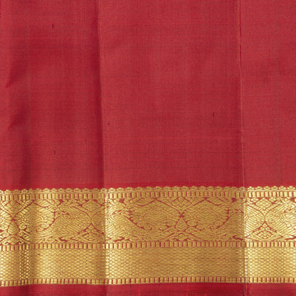 Red Kanchipuram Silk Saree With Small Border Handwoven Pure Silk For Festive Wear PV 2035 - Silk Sari - Panjavarnam PV 2035