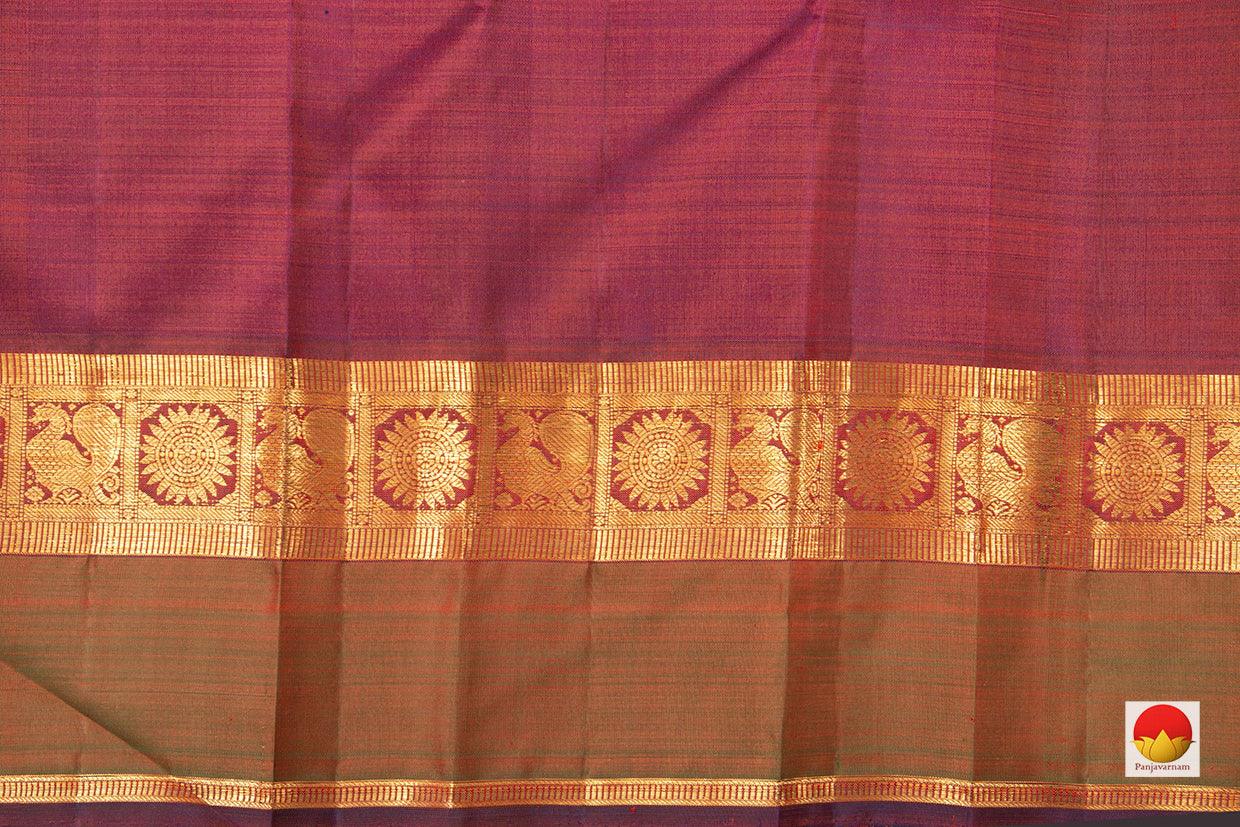 Red Kanchipuram Silk Saree With Small Border Handwoven Pure Silk For Festive Wear PV J 230 - Silk Sari - Panjavarnam PV J 230