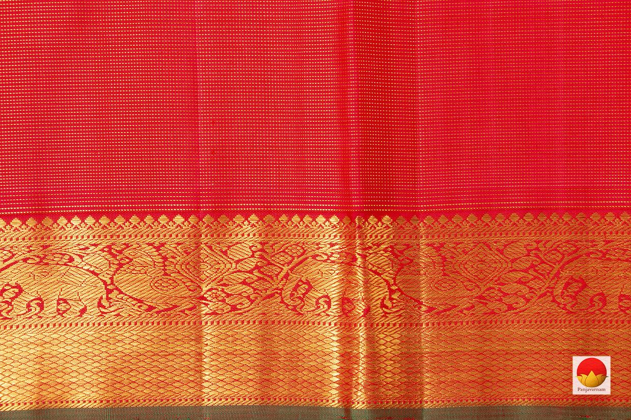 Red Kanchipuram Vairaoosi Silk Saree With Medium Border Handwoven Pure Silk For Wedding Wear PV NYC 1068 - Silk Sari - Panjavarnam