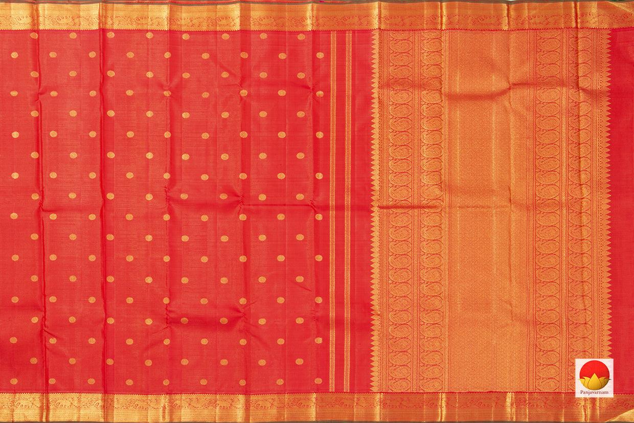 Red Kanchipuram Vairaoosi Silk Saree With Medium Border Handwoven Pure Silk For Wedding Wear PV NYC 1068 - Silk Sari - Panjavarnam PV NYC 1068