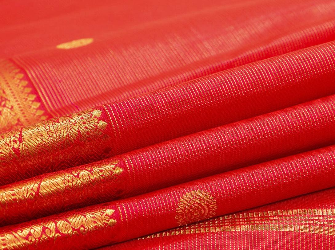 Red Kanchipuram Vairaoosi Silk Saree With Medium Border Handwoven Pure Silk For Wedding Wear PV NYC 1068 - Silk Sari - Panjavarnam PV NYC 1068