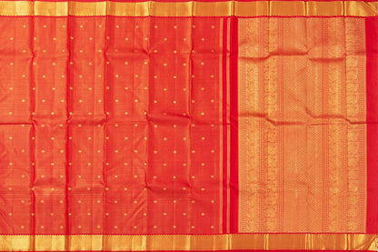 Red Kanchipuram Vairaoosi Silk Saree With Small Border Handwoven Pure Silk For Wedding Wear PV NYC 1098 - Silk Sari - Panjavarnam PV NYC 1098