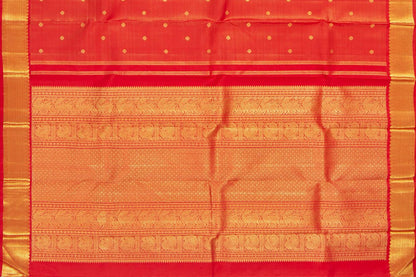 Red Kanchipuram Vairaoosi Silk Saree With Small Border Handwoven Pure Silk For Wedding Wear PV NYC 1098 - Silk Sari - Panjavarnam PV NYC 1098