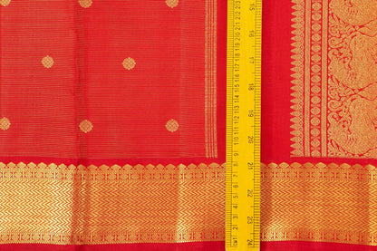 Red Kanchipuram Vairaoosi Silk Saree With Small Border Handwoven Pure Silk For Wedding Wear PV NYC 1098 - Silk Sari - Panjavarnam PV NYC 1098