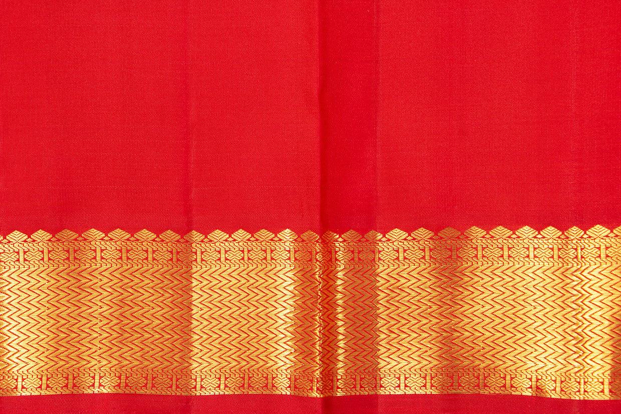 Red Kanchipuram Vairaoosi Silk Saree With Small Border Handwoven Pure Silk For Wedding Wear PV NYC 1098 - Silk Sari - Panjavarnam PV NYC 1098