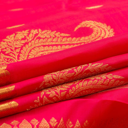Red Kanjivaram Silk Saree With Zari Border For Wedding Wear PV NYC 1226 - Silk Sari - Panjavarnam PV NYC 1226