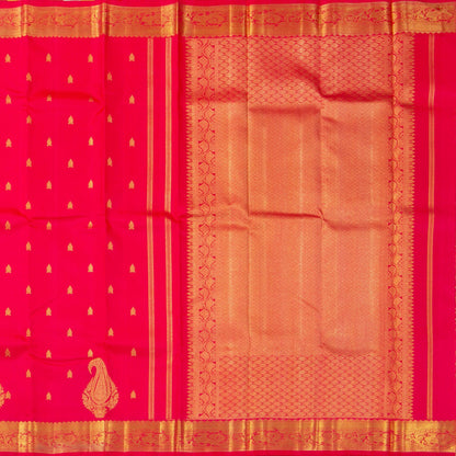 Red Kanjivaram Silk Saree With Zari Border For Wedding Wear PV NYC 1226 - Silk Sari - Panjavarnam PV NYC 1226