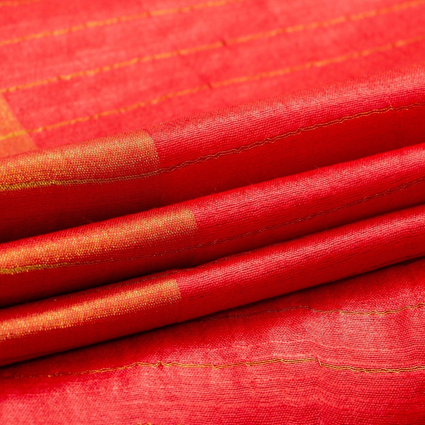 Red Tussar Silk Saree Handwoven PT 2071 - Tussar Silk - Panjavarnam PT 2071