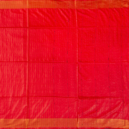 Red Tussar Silk Saree Handwoven PT 2071 - Tussar Silk - Panjavarnam PT 2071