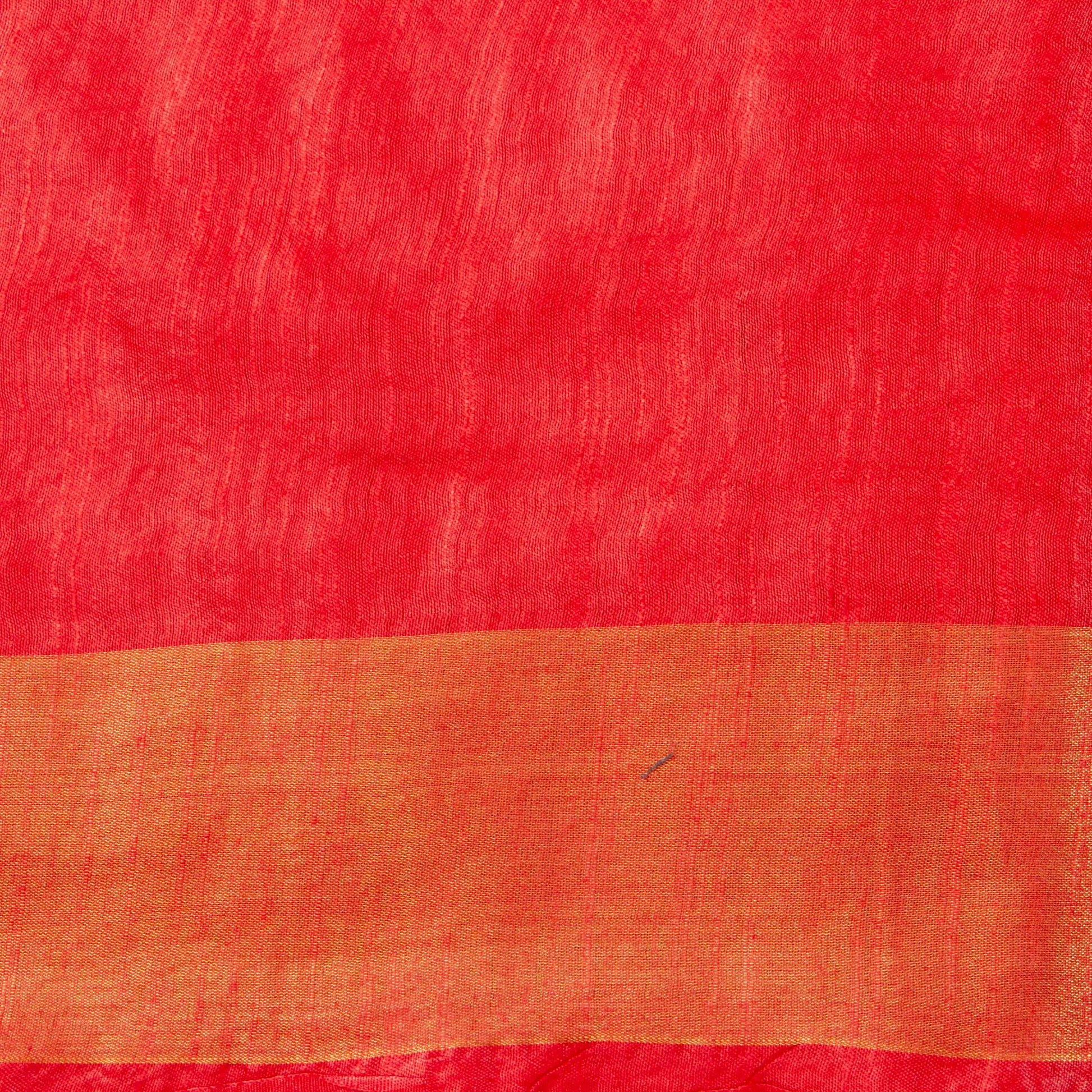 Red Tussar Silk Saree Handwoven PT 2071 - Tussar Silk - Panjavarnam PT 2071