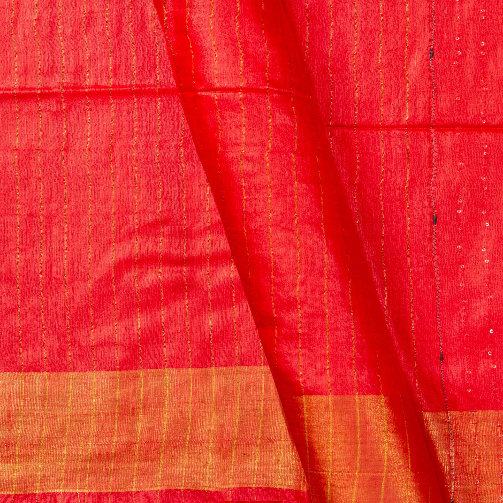 Red Tussar Silk Saree Handwoven PT 2071 - Tussar Silk - Panjavarnam PT 2071