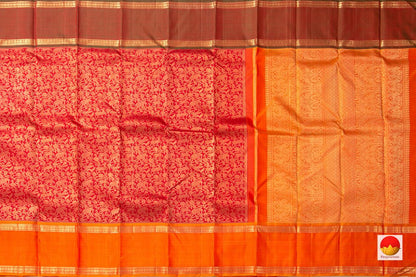 Red Vanasingaram Kanchipuram Silk Saree With Rettai Pettu Orange Border Handwoven Pure Silk Pure Zari For Wedding Wear PV NYC 951 - Silk Sari - Panjavarnam PV NYC 951