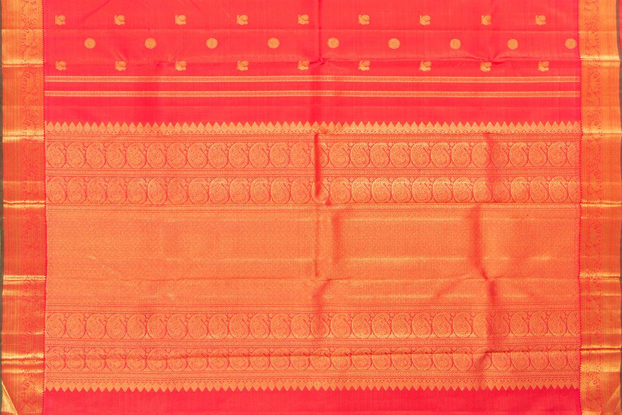 Red Zari Butta Kanchipuram Vairaoosi Silk Saree With Small Border Handwoven Pure Silk For Wedding Wear PV NYC 1013 - - Panjavarnam PV NYC 1013