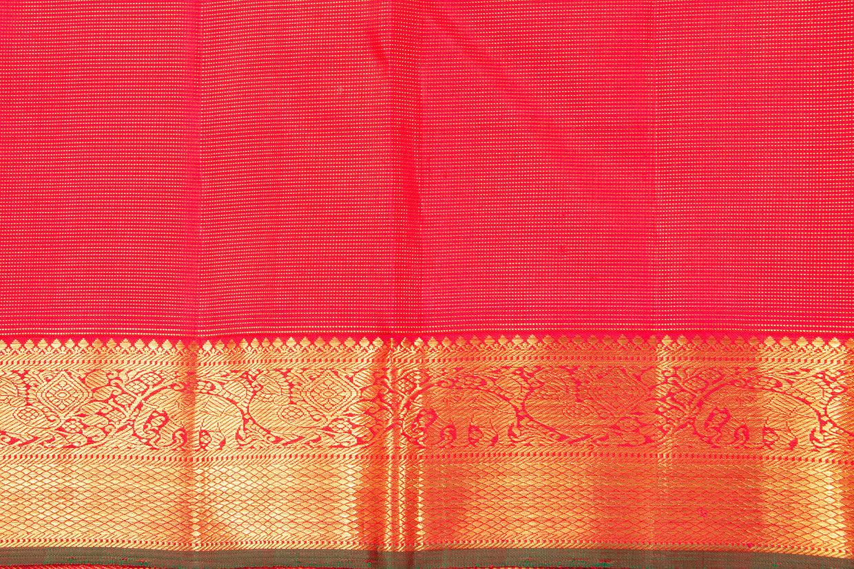 Red Zari Butta Kanchipuram Vairaoosi Silk Saree With Small Border Handwoven Pure Silk For Wedding Wear PV NYC 1013 - - Panjavarnam PV NYC 1013