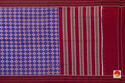 Royal Blue Pochampally Silk Saree Double Ikkat Handwoven Pure Silk For Wedding Wear PIK 363 - Pochampally Silk - Panjavarnam PIK 363