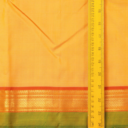 Sandal And Orange Kanchipuram Silk Saree With Small Border Handwoven Pure Silk For Festive Wear PV J 2462 - Silk Sari - Panjavarnam PV J 2462