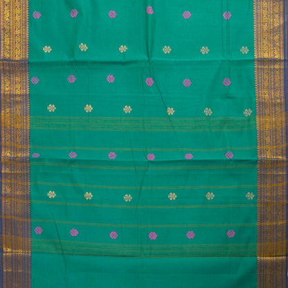 Sea Green And Blue Chettinad Cotton Saree PV SK CC 192 - Cotton Saree - Panjavarnam PV SK CC 192