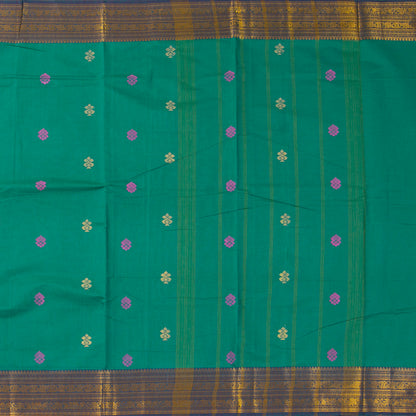 Sea Green And Blue Chettinad Cotton Saree PV SK CC 192 - Cotton Saree - Panjavarnam PV SK CC 192