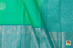 Sea Green And Blue Handwoven Soft Silk Saree Pure Silk For Festive Wear PV KU 107 - Silk Sari - Panjavarnam PV KU 107