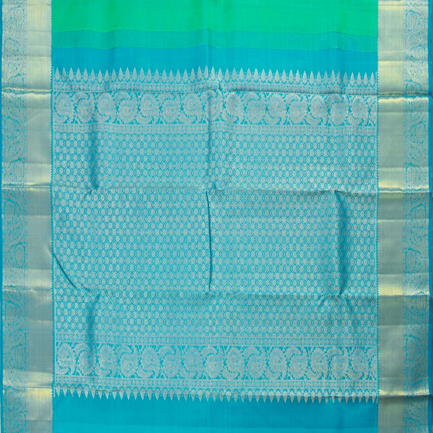 Sea Green And Blue Kanchipuram Silk Saree For Festive Wear PV NYC 1568 - Silk Sari - Panjavarnam PV NYC 1568
