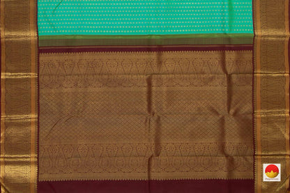 Sea Green And Brown Kanchipuram Silk Saree Handwoven Pure Silk Pure Zari For Wedding Wear PV NYC 740 - Silk Sari - Panjavarnam