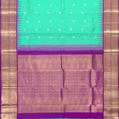 Sea Green And Magenta Kanchipuram Silk Saree With Medium Border Handwoven Pure Silk For Wedding Wear PV NYC 1154 - Silk Sari - Panjavarnam PV NYC 1154