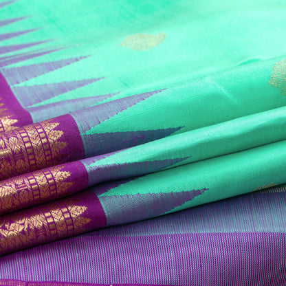 Sea Green And Magenta Kanchipuram Silk Saree With Medium Border Handwoven Pure Silk For Wedding Wear PV NYC 1154 - Silk Sari - Panjavarnam PV NYC 1154