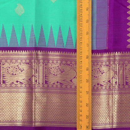 Sea Green And Magenta Kanchipuram Silk Saree With Medium Border Handwoven Pure Silk For Wedding Wear PV NYC 1154 - Silk Sari - Panjavarnam PV NYC 1154