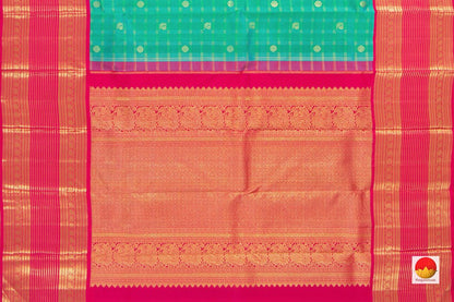 Sea Green And Pink Kanchipuram Silk Saree With Medium Border Handwoven Pure Silk For Wedding Wear PV NYC 1069 - Silk Sari - Panjavarnam PV NYC 1069