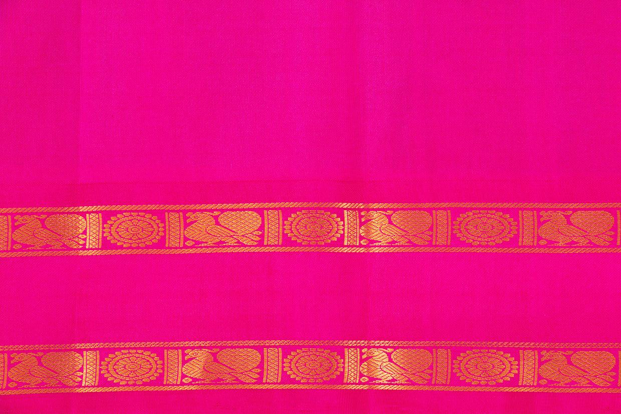 Sea Green And Pink Temple Border Kanchipuram Silk Saree Light Weight For Festive Wear PV KNN 245 - Silk Sari - Panjavarnam PV KNN 245