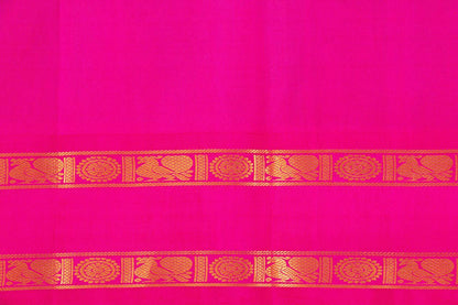 Sea Green And Pink Temple Border Kanchipuram Silk Saree Light Weight For Festive Wear PV KNN 245 - Silk Sari - Panjavarnam PV KNN 245