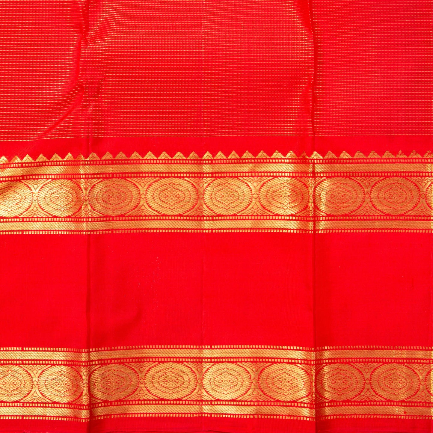 Sea Green And Red Kanchipuram Silk Saree With Medium Border Handwoven Pure Silk For Wedding Wear PV J 2383 - Silk Sari - Panjavarnam PV J 2383