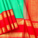 Sea Green And Red Kanchipuram Silk Saree With Medium Border Handwoven Pure Silk For Wedding Wear PV J 2383