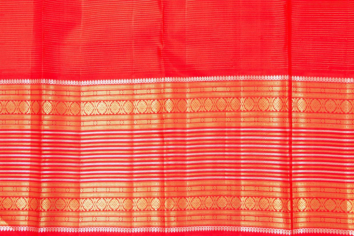 Sea Green And Red Kanchipuram Silk Saree With Small Border Handwoven Pure Silk For Wedding Wear PV NYC 1004 - Silk Sari - Panjavarnam PV NYC 1004