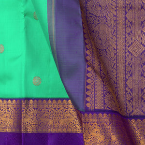 Sea Green And Violet Kanchipuram Silk Saree With Medium Border Handwoven Pure Silk For Wedding Wear PV NYC 1241 - Silk Sari - Panjavarnam PV NYC 1241